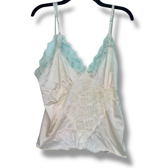 Vintage Satin Lace White Chemise Cami  Lingerie Top Plus Size 2x  Coquette - Picture 1 of 9